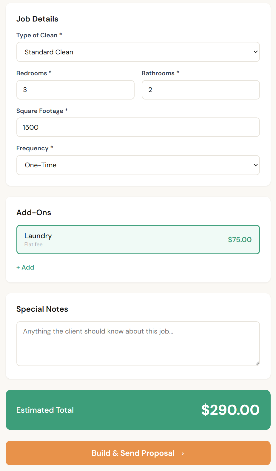 Sparkly proposal builder on mobile